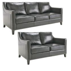 Diesel Black Leather Sofa and Loveseat