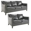 Diesel Black Leather Sofa and Loveseat