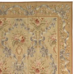 Hand-knotted French Aubusson Beige Wool Rug (12' x 18')