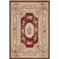 Asian Aubusson Red and Ivory Wool Rug (12' x 18')