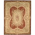 Hand-knotted French Aubusson Burgundy/ Ivory Wool Rug (12' x 18')