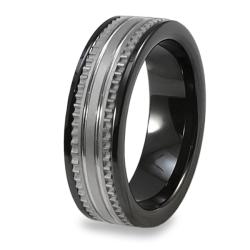 Men's Tungsten Carbide Black Ceramic Inlay Ring