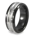 Men's Tungsten Carbide Black Inlay Ring