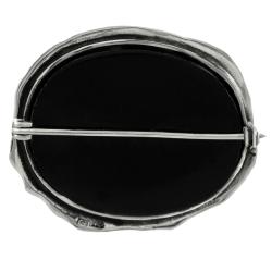 Sterling Silver Black Onyx Dragonfly Oval Pin