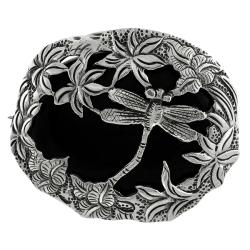 Sterling Silver Black Onyx Dragonfly Oval Pin