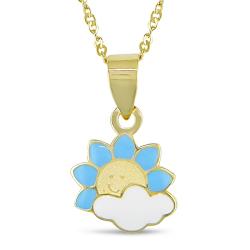 14k Yellow Gold Sunburst Baby Necklace