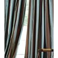 Signature Stripe Chocolate/ Blue Faux Silk Taffeta Curtain Panel (50 in. x 120 in.)