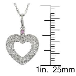 10k White Gold 1/4ct TDW Diamond and Pink Sapphire Necklace (H-I, I2-I3)