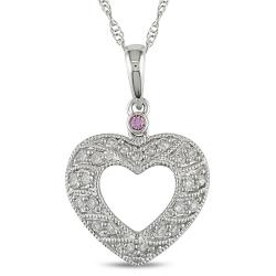 10k White Gold 1/4ct TDW Diamond and Pink Sapphire Necklace (H-I, I2-I3)