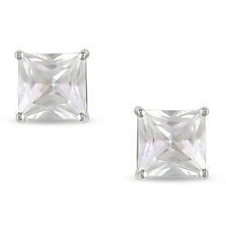 10k Gold Created White Sapphire Solitaire Earrings