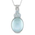 10k White Gold Created Blue Topaz Fashion Necklace