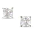10k Gold Created White Sapphire Solitaire Earrings