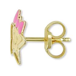 14k Yellow Gold Star with Bow Baby Earrings