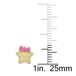 14k Yellow Gold Star with Bow Baby Earrings