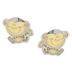 14k Two-tone Gold Monkey Baby Earrings