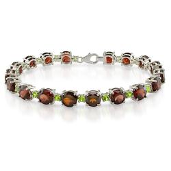 Sterling Silver Garnet and Peridot Tennis Bracelet