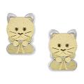 14k Two-tone Gold Cat Baby Earrings