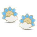 14k Yellow Gold Sunburst Baby Earrings