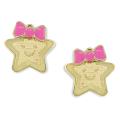 14k Yellow Gold Star with Bow Baby Earrings