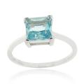 Glitzy Rocks Sterling Silver 2 1/7ct TGW Blue Topaz Square Solitaire Ring