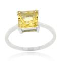 Glitzy Rocks Sterling Silver Citrine Square Solitaire Ring