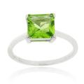 Glitzy Rocks Sterling Silver 1 5/8ct TGW Peridot Square Solitaire Ring