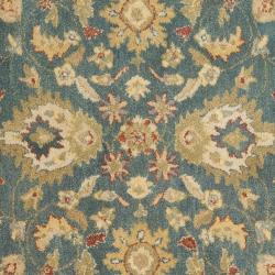 Handmade Jaipur Blue/ Beige Wool Rug (6' Round)