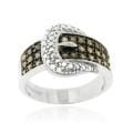 Sterling Silver 1/4ct TDW Brown Diamond Buckle Ring