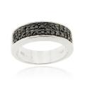 Sterling Silver 1/4ct TDW 2-row Black Diamond Band Ring
