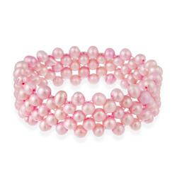 Stonique Creations Freshwater 3-row Pink Pearl Stretch Bracelet (5.5-6 mm)