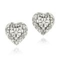 Sterling Silver 1/8ct TDW Diamond Heart Earrings (I-J, 12-13)