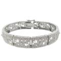 Sterling Silver 1/10ct TDW Diamond Filigree Flower Bracelet (I-J, I2-I3)