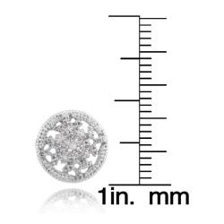 Sterling Silver Diamond Accent Medallion Stud Earrings
