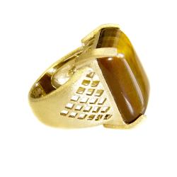 Adee Waiss 18k Gold Overlay Tiger's Eye Ring