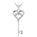 Sterling Silver Diamond Accent Key Necklace