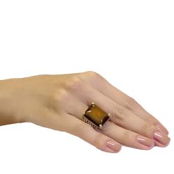 Adee Waiss 18k Gold Overlay Tiger's Eye Ring