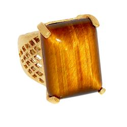 Adee Waiss 18k Gold Overlay Tiger's Eye Ring