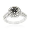 Sterling Silver Black Diamond Accent Flower Ring