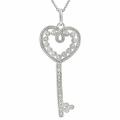 Sterling Silver Cubic Zirconia Antique Heart Key Necklace