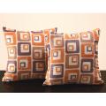  Orange Cube Print 18-inch Throw Pillows (Set of 2)