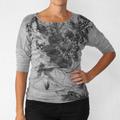 California Bloom Women's Contrast Floral Print Dolman Sleeve Top