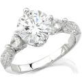 Natalie K 14k Gold 5/8ct TDW Diamond and CZ Engagement Ring (H, SI1)