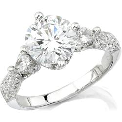 Natalie K 14k Gold 5/8ct TDW Diamond and CZ Engagement Ring (H, SI1)