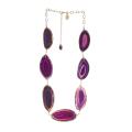 Goldtone Wire-wrapped Purple Agate Necklace