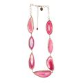 Goldtone Wire-wrapped Pink Agate Necklace