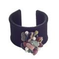Elastic Thread over Steel Multi-gemstone and Pearl Cuff