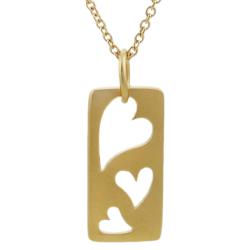 Sterling Silver Vermeil-style Three Heart Cut-out Necklace