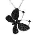 Sterling Silver Black Cubic Zirconia Butterfly Necklace