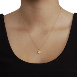 Sterling Silver Vermeil-style Peace Sign Necklace
