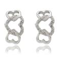 Sterling Silver Diamond Accent Heart Design Half-hoop Earrings